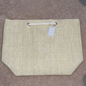 NWT Large Woven Canvas Beach Bag Tote